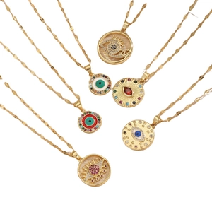 Golden Evil Eye necklaces with colorful cubic zirconia pendants in multiple styles