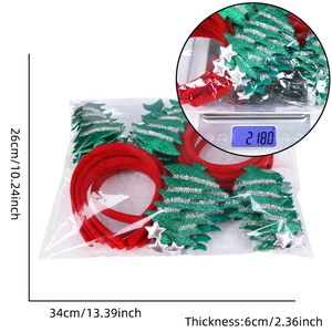Detail view of Christmas tree headbands with packaging size and weight specifications