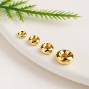 18K gold-plated wheel spacer beads in four sizes for DIY jewelry making and bracelets