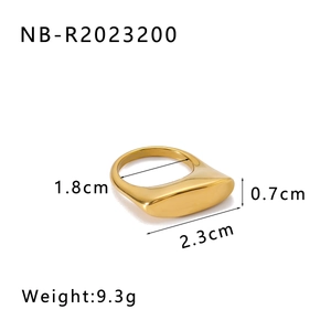Polished 18K gold-plated irregular ring with precise dimensions and weight details