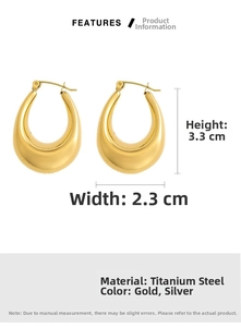 Detailed view of titanium steel teardrop hoop earrings with size measurements