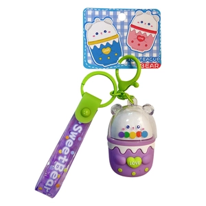 Simpatico portachiavi orsetto tazza di tè al latte viola con cinturino Sweetbear