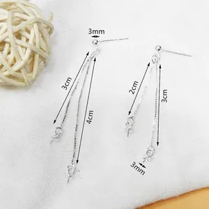 S925 sterling silver tassel drop earring components with dual chains in various lengths