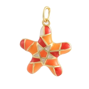 Pendentif étoile de mer en émail avec plaquage or 18K pour colliers faits main