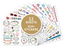 Set mit 610+ Hochzeitsstickern auf 12 Bögen mit vielfältigen Mustern und Motiven