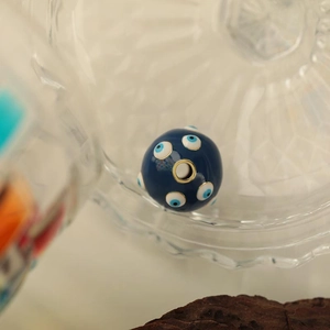 Blauwe 18K vergulde emaille evil eye kraal voor DIY sieraden maken en handwerk