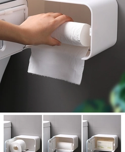 Waterproof wall-mounted toilet paper holder demonstrating compatibility with various tissue types