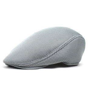 Breathable grey mesh duckbill cap for outdoor sun protection with adjustable strap