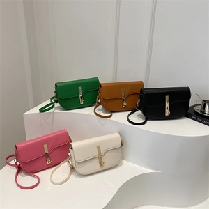 Minimalist PU leather saddle bags in five colors with golden metal rotating locks