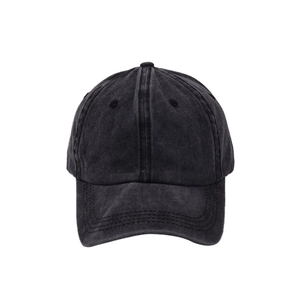 Washed dark gray denim baseball cap for kids with vintage distressed finish sun protection