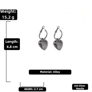 Silver heart earrings with 925 silver needles, size 4.8cm by 2.7cm and weighing 15.2g