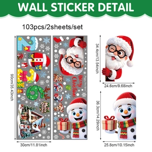 103pcs Santa and Snowman Christmas window stickers set for glass decoration