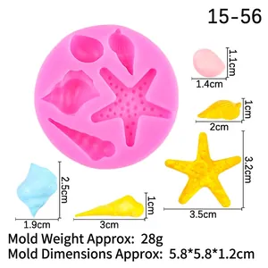 Pink silicone ocean theme mold for starfish, seashell and conch DIY fondant crafts