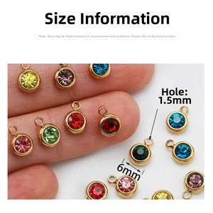 Detailed view of 6mm multi-color crystal birthstone charms for DIY jewelry making