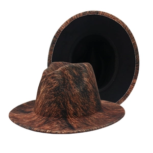 Classic houndstooth jazz fedora with F-letter detail and black inner lining for stylish outfits
