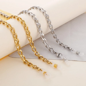 Fashionable titanium steel eyewear chain in gold and silver finish for masks