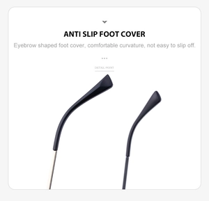 Detail of ergonomic eyebrow-shaped anti-slip silicone ear hooks for glasses