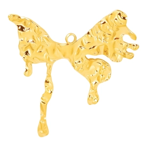 Polished 304 stainless steel gold butterfly pendant with unique molten liquid texture