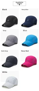 Collage of quick-dry sun hats in seven colors with breathable side mesh textures