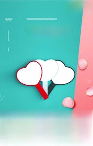Close-up of heart-shaped handheld mirrors in red, white and black for makeup
