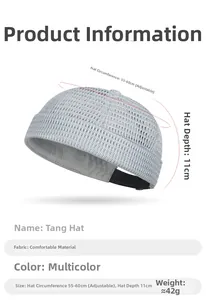 Dettaglio berretto docker grigio in mesh con cinturino regolabile 55-60 cm e tessuto traspirante