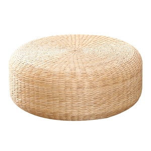 Cuscino rotondo in paglia intrecciata a mano per tatami giapponese e meditazione