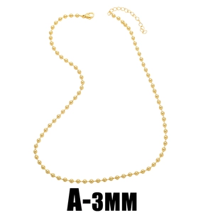 Minimalist 3mm gold bead chain necklace with lobster clasp and adjustable link