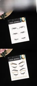 Detailed view of floral and star face jewels with pearls for music festival makeup