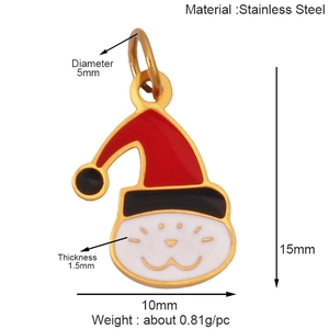 Detail view of 316 stainless steel Christmas cat pendant with size measurements