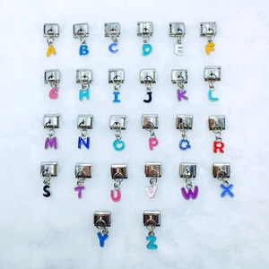 Italian Charm Link Bracelet Alphabet Letter Number Stainless Steel Enamel Dangle DIY Jewelry Accessory Modular