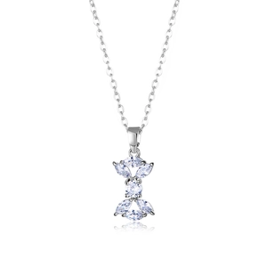 Minimalist titanium steel necklace with sparkling floral pendant on a fine silver chain