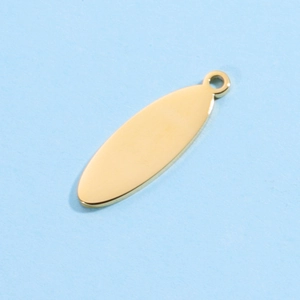 Polished gold stainless steel oval pendant for DIY jewelry making and engraving