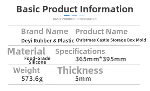 Specifications of Christmas castle silicone storage box mold 365x395mm 573g 5mm thickness