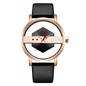 Fashion Skeleton Hollow Transparent Quartz Watch With Leather Strap Alloy Case Unisex Casual Analog Wristwatch