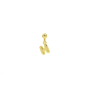 Detailed view of gold 18k plated bubble letter H pendant with smooth metallic texture