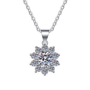 S925 sterling zilveren zonnebloem ketting met fonkelende moissanite bloemen hanger