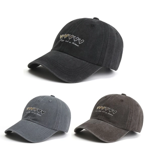 Washed Cotton Baseball Cap Heart Embroidery One Day At A Time Letter Sun Protection Outdoor Casual Adjustable Hat