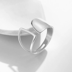 Minimalist S925 sterling silver open ring with a sleek double-layer geometric design