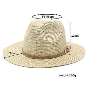 Dettagli sulle dimensioni del cappello di paglia Fedora con tesa da 7cm e cinturino