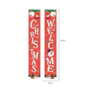 Christmas outdoor banner set with Santa Claus and Snowman prints, 180x30cm festive decor