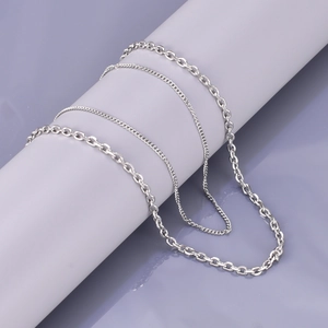 Minimalist Titanium Steel Double Layered Chain Necklace For Women Silver Color Geometric Heart Pendant Jewelry Decoration Gift