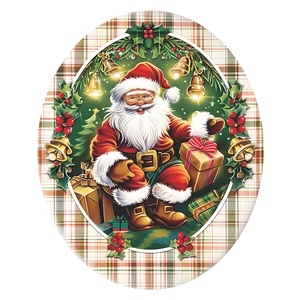 Adesivo per sedile WC con Babbo Natale e motivi festivi in stile scozzese rosso