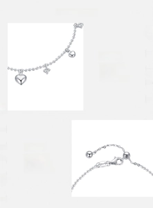Detail of s925 sterling silver heart pendant with lobster clasp and s925 stamp