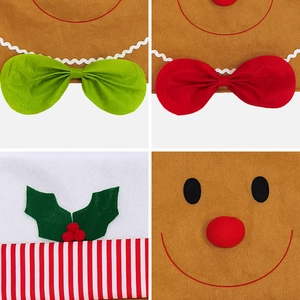 Gingerbread man Christmas chair cover set with felt holiday bow and festive details