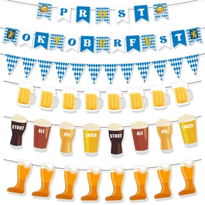 Oktoberfest Party Decorations Paper Bunting Banner Beer Mug Garland Bavarian Festival Swirls Cake Toppers