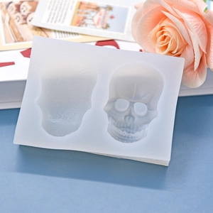 Skull shape silicone mold for DIY baking and crafts with dual-cavity skull design