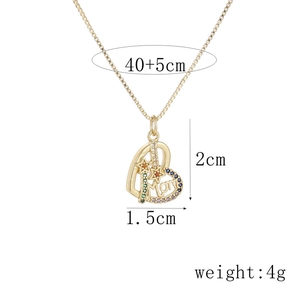Detail showing dimensions of MOM heart pendant with stars on a box chain necklace
