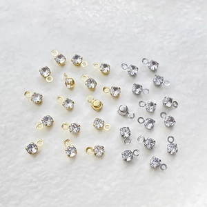 Golden and silver zircon crystal charms for DIY jewelry making and handmade accessories