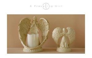 Detailed back and front views of ivory angel resin figurines with delicate wing textures