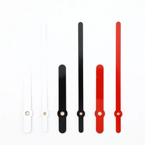Quartz clock hand set in black, white, and red colors for DIY wall clock repairs